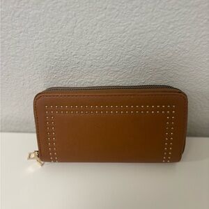 Double Zip Around Leather Wallet